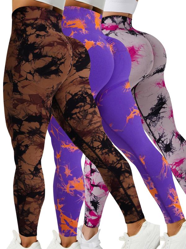 Women's Tie Dye Print Ruched High Waist Sports Tummy Control Leggings, Workout Clothes Women, Sporty Skinny Pants, Workout Clothes for Women, Fall Outfits 2024, Gym Clothing, Women Sport & Outdoor Clothing