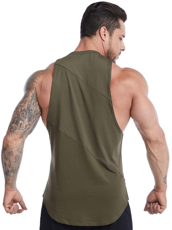 Men's Plain Round Neck Sports Vest, Quick Drying Breathable Loose Tank Top, Mens Clothing, Men's Sportswear for Indoor Outdoor Running