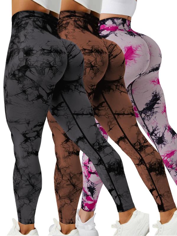 Women's Tie Dye Print Ruched High Waist Sports Tummy Control Leggings, Workout Clothes Women, Sporty Skinny Pants, Workout Clothes for Women, Fall Outfits 2024, Gym Clothing, Women Sport & Outdoor Clothing