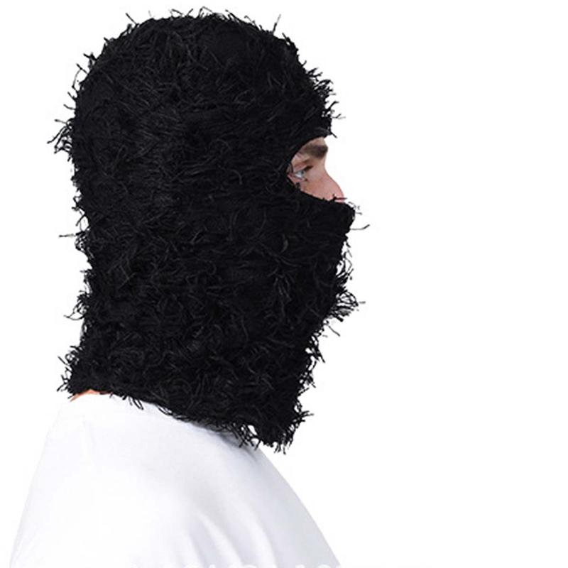 Balaclava Ski Mask - Knitting Distressed Windproof Full Face Mask For Men Women Elasticity Size Full Face Cover Windproof Thermal Ski Mask, Outdoor Halloween Style Knit Headgear