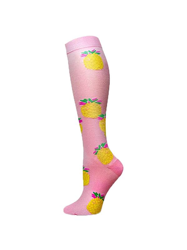 Unisex's Colorblock & Polka Dot Print Over The Calf Socks, Athletic Running Socks, Sporty Compression Socks for Women & Men