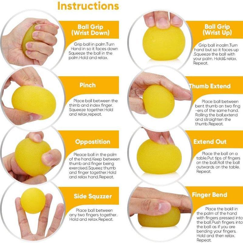 Hand Grip Strength Trainer, 3 Counts Resistance Hand Exercise Ball for Hand Finger Wrist Muscles, Multi-use Stress Relief Squeeze Balls Set