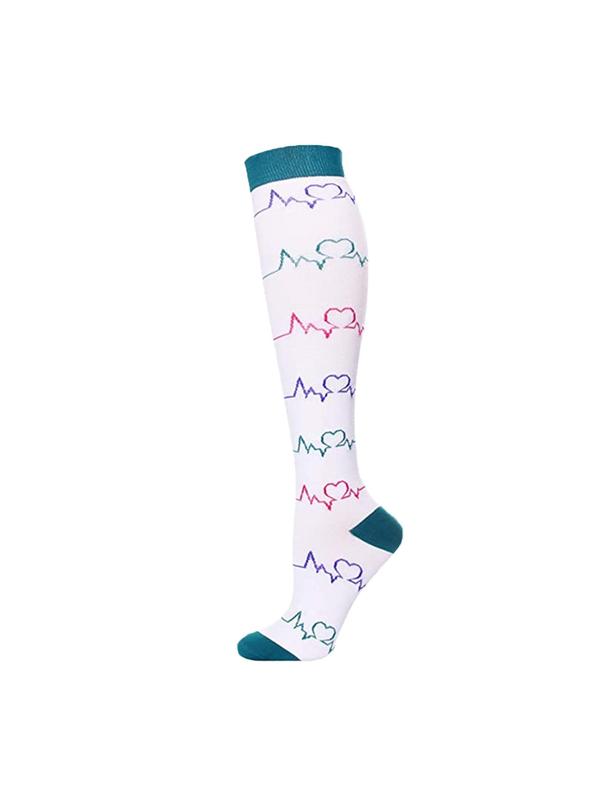 Unisex's Colorblock & Polka Dot Print Over The Calf Socks, Athletic Running Socks, Sporty Compression Socks for Women & Men