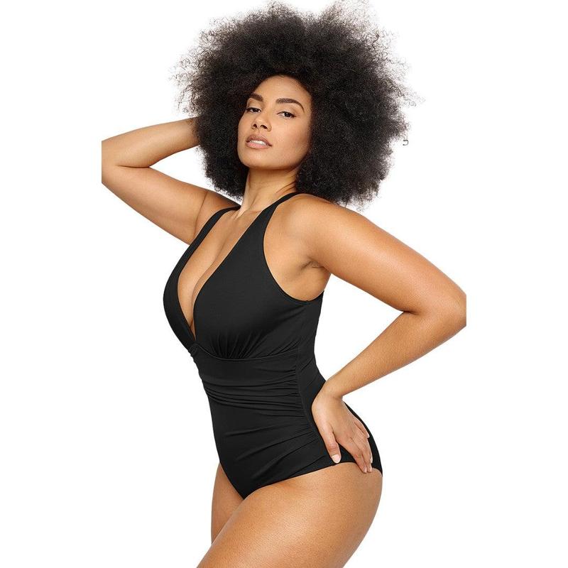 Shapellx Smart Sculpt Front Ruched Tummy Control  Swimsuit