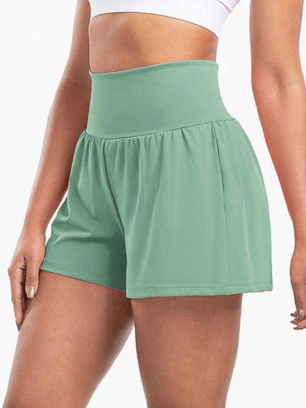 Women's 2 in 1 High Waist Sports Shorts, Solid Breathable Pocket Design Wide Waistband Shorts, Ladies Sportswear Gym Shorts for Indoor Outdoor Wear,  Gym Clothing