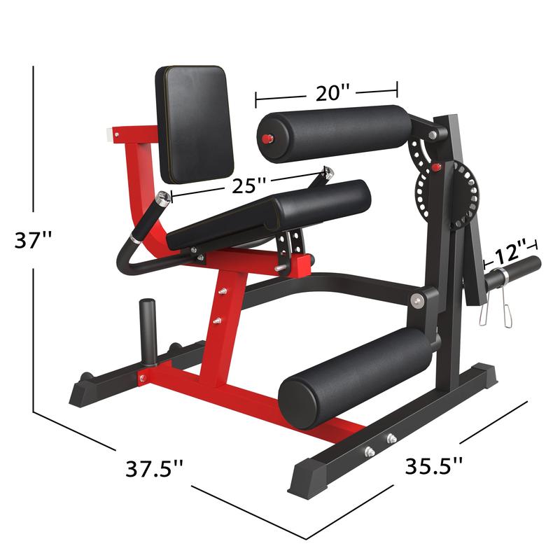 GMWD Adjustable Leg Extension and Curl Machine: Plate Loaded Lower Body Leg Exercise Bench for Thighs, Home Gym Equipment