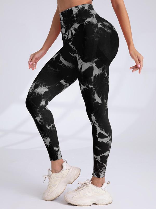 Women's Tie Dye Print Ruched High Waist Sports Tummy Control Leggings, Workout Clothes Women, Sporty Skinny Pants, Workout Clothes for Women, Fall Outfits 2024, Gym Clothing, Women Sport & Outdoor Clothing