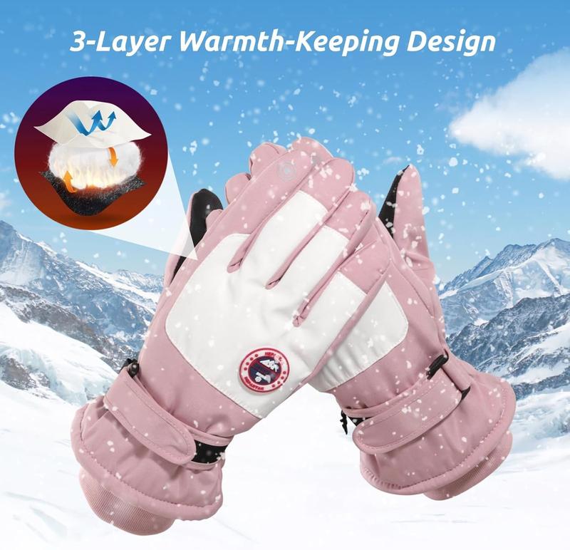 Womens Snow Gloves, Ski Gloves for Women,Touchscreen Snowboard Skiing Gloves, Warm Winter Snowboard Gloves for Cycling Running Climbing Hiking Outdoor