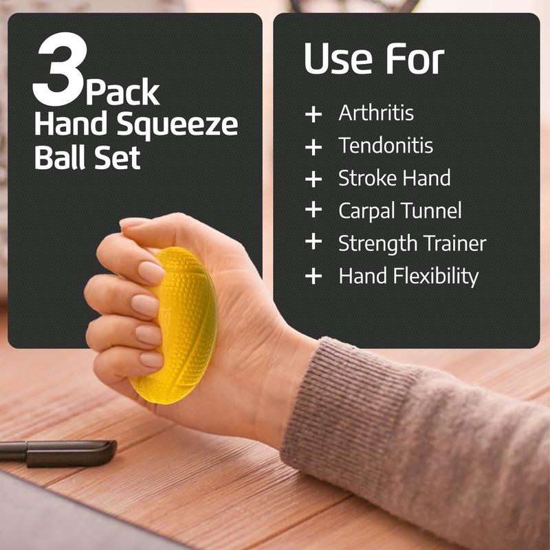 LoGest 3 Pack Hand Strengthener Devices Ball Exercisers - 3 Level Set for Therapy, Arthritis and Carpal Tunnel - Lightweigt Training Equipment Targets Fingers and Wrist Hand Exercisers for Strength 6J094G