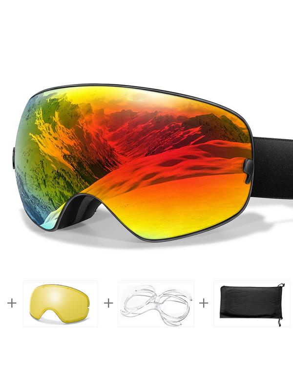 Unisex Sport Ski Goggles, OTG Snowboard Goggles, Anti-fog Detachable Lens Skiing Sunglasses, UV400 Protection Sports Eyewear for Men & Women