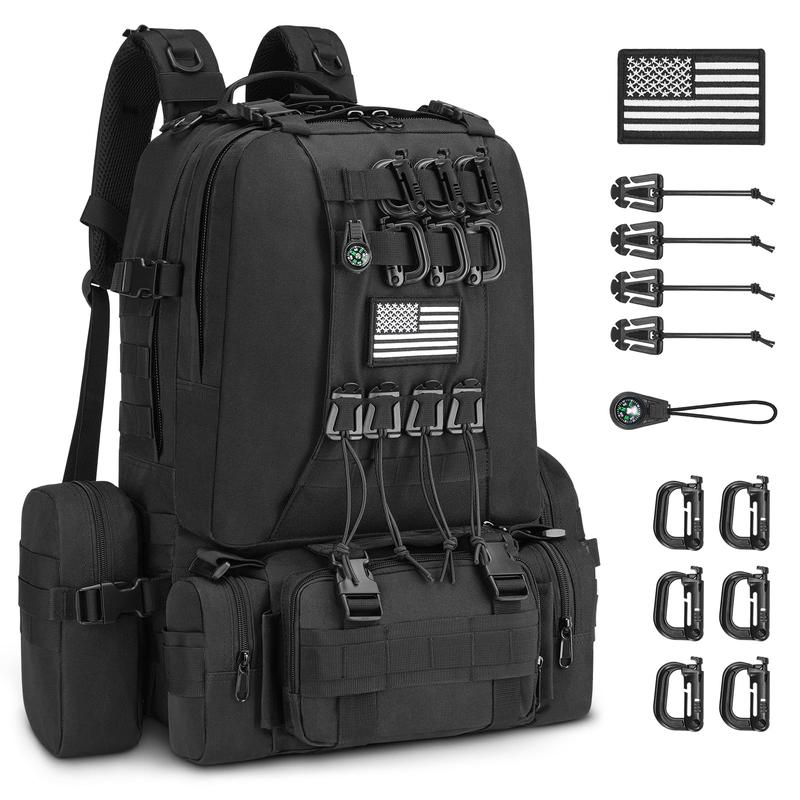 CVLIFE 60L Tactical Backpack for Men Women Military Large Army Rucksack With D-Ring Molle Clips Compass Accessories 3 Day Bug Out Survival Molle Bag Hiking Camping Gym Daypack Backpacks