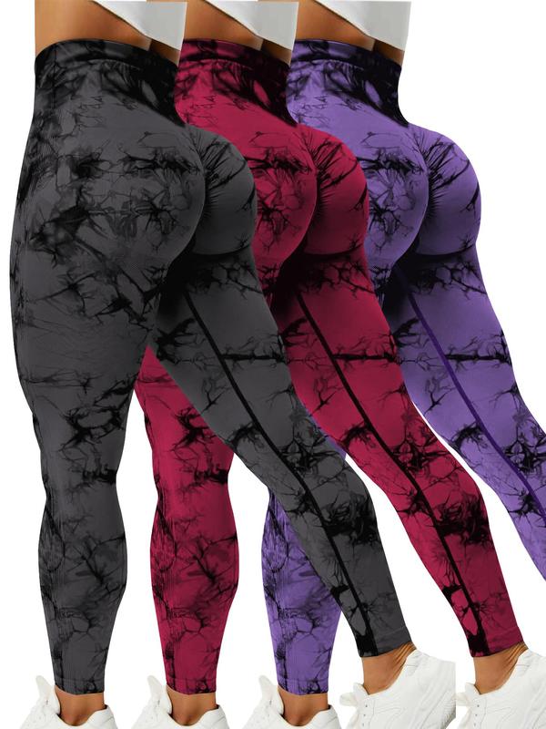 Women's Tie Dye Print Ruched High Waist Sports Tummy Control Leggings, Workout Clothes Women, Sporty Skinny Pants, Workout Clothes for Women, Fall Outfits 2024, Gym Clothing, Women Sport & Outdoor Clothing