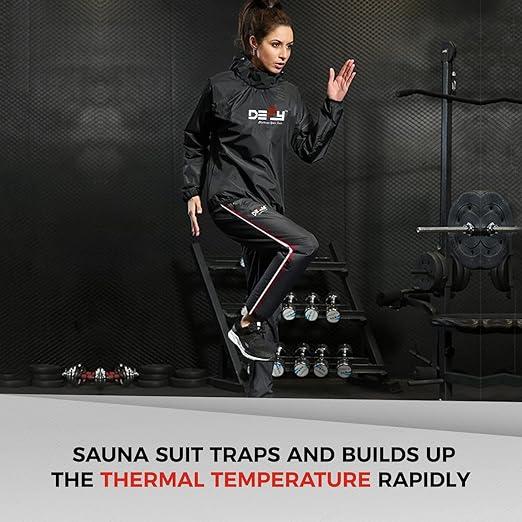 DEFY Heavy Duty Sweat Suit Sauna Exercise Gym Sauna Suit Fitness workout Anti-Rip with Hood sauna suit