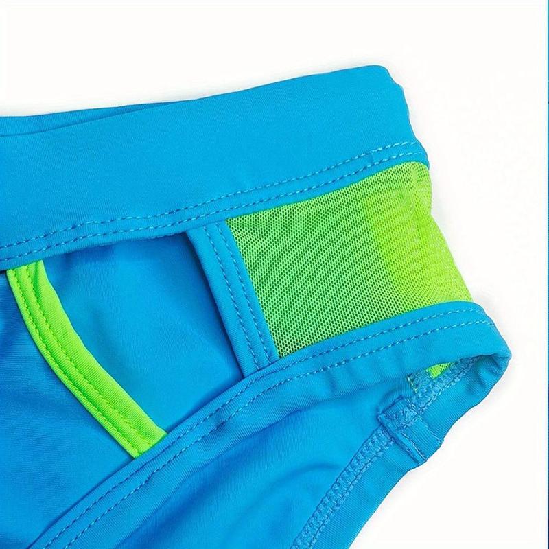 Fashionable and Sexy Men's Swim Trunks with Zipper and Mesh Hole Design