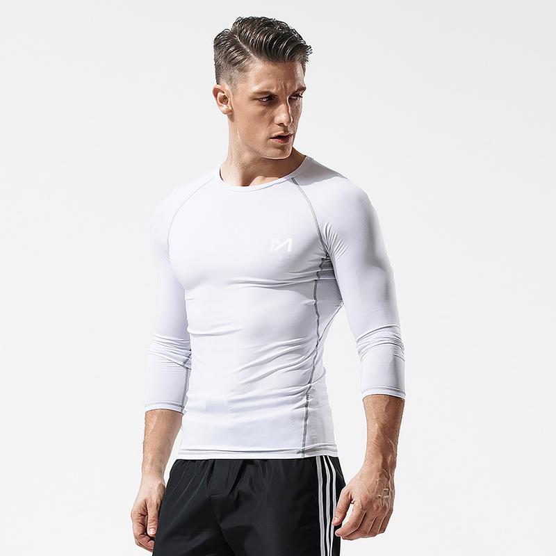 MEETWEE 2 PCS Men's Compression Long Sleeve Athletic Workout Shirt Round Neck Gym Tops Sport New Top work out comfortable