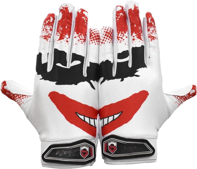 Jester Football Gloves - Tacky Grip  Tight Enhanced Performance Football Gloves - Joker Pro Elite Super Sticky Receiver  Football Gloves -  & Youth Sizes