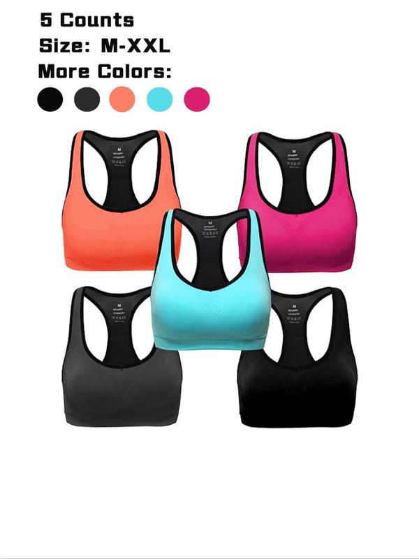 Women's Contrast Binding Cut Out Wireless Sports Bra, Breathable Comfortable Sports Bra, Ladies Sportswear for Yoga Gym Workout Running