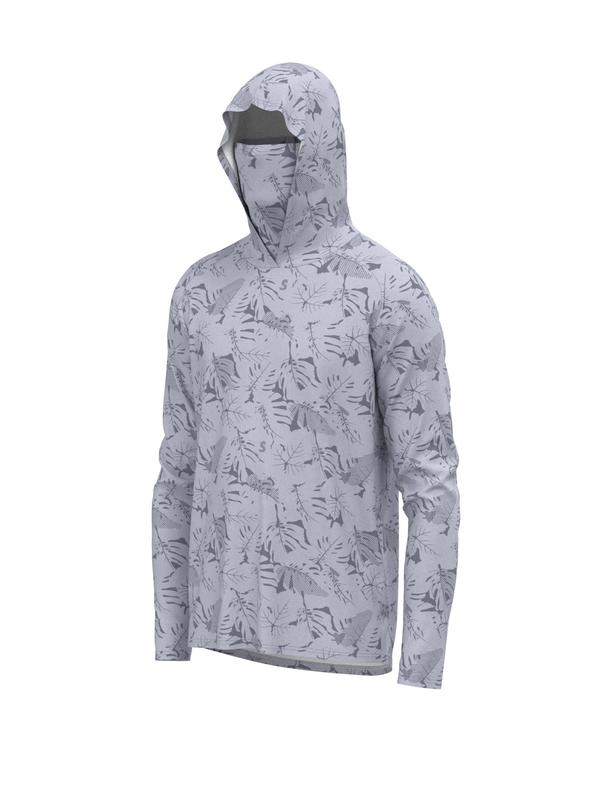 Men's Leaf Print Long Sleeve Hooded Sports Jacket, Quick Drying Breathable Sporty Outerwear for Outdoor, Gym Tops, Sports Running Jacket, Lu Yahai Fishing Clothes, Sport & Outdoor Clothing, Fall Outfits 2024