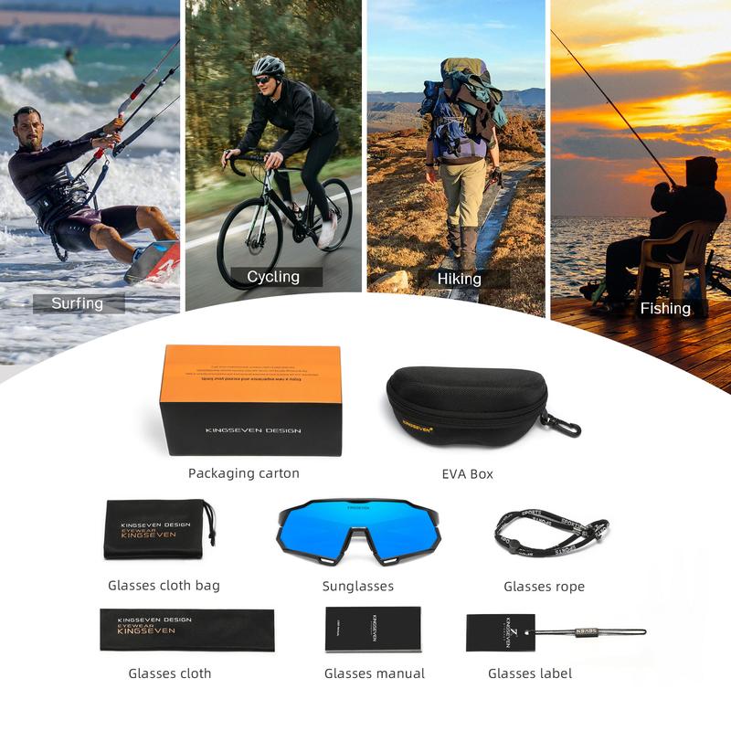 KINGSEVEN Polarized Sunglasses for Men and Women Sports Sunglasses with UV400 Protection for Driving Fishing Cycling 918 safety  sunglasses