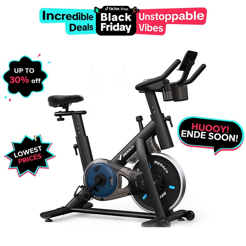 MERACH Exercise Bike for Home, Stationary Bike with Enhanced Electronic LED Monitor Silent Belt Drive and Comfortable Seat Cushion Cardio Workout