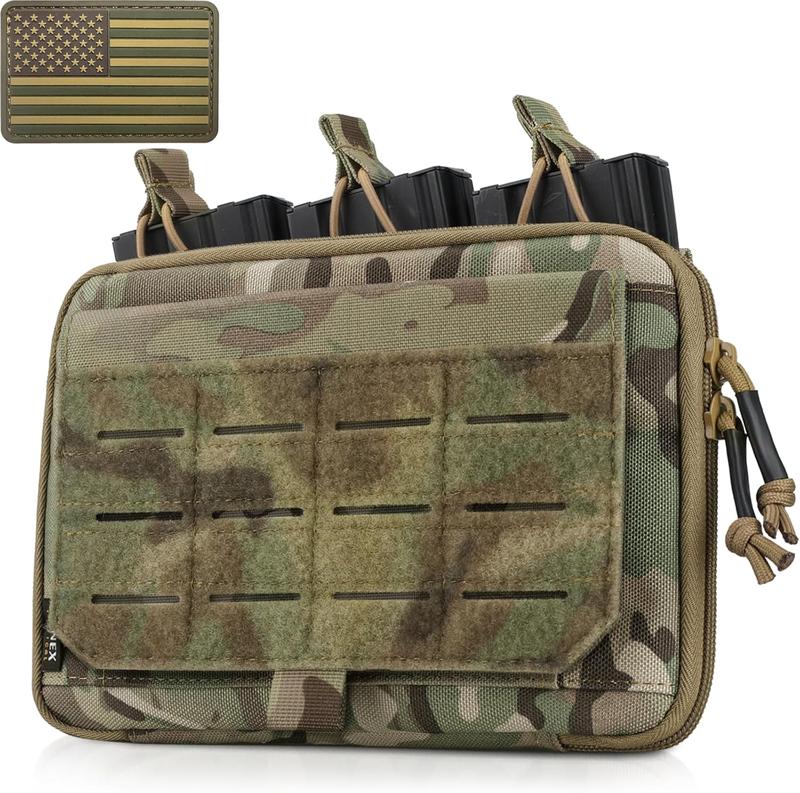 Molle Admin Pouch of Kangaroo Style, Tactical Utility Tool Pouch with Mag Zipper Strip Insert Modular EDC Medical Bag Organizer Attachment Patch Included