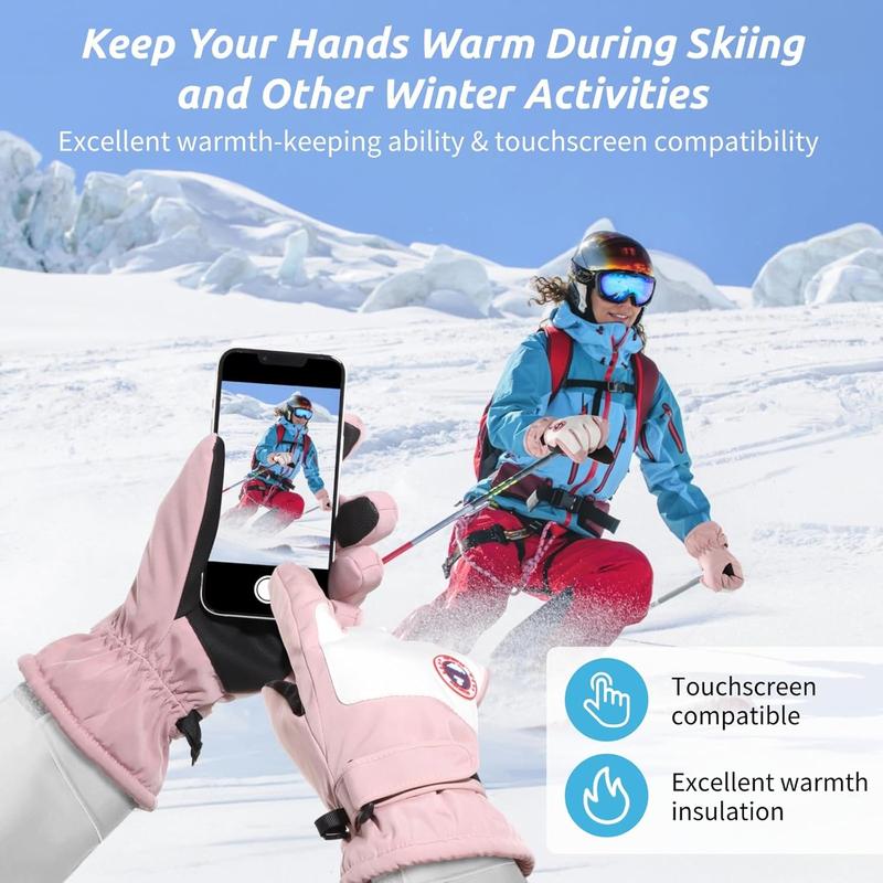 Womens Snow Gloves, Ski Gloves for Women,Touchscreen Snowboard Skiing Gloves, Warm Winter Snowboard Gloves for Cycling Running Climbing Hiking Outdoor