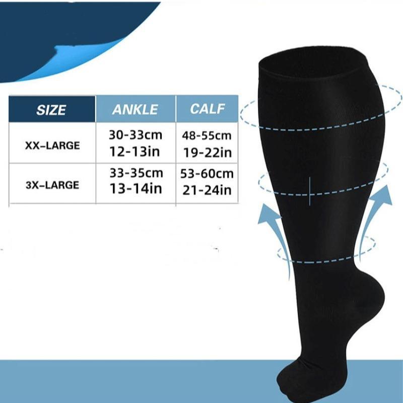 Flower Print Compression Socks, 4 Pairs Plus Size Knee High Compression Socks, Best Support for Sports Running, Hiking, Christmas Gift