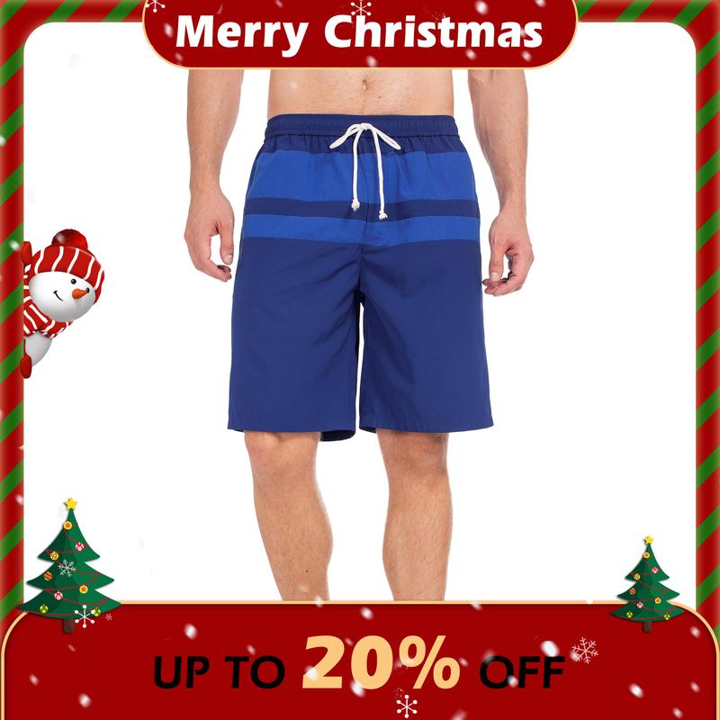 Men's Swimming Bathing Suit Trunks Shorts,  Summer Drawstring Beachwear, Quick Dry Boardshorts with Pockets