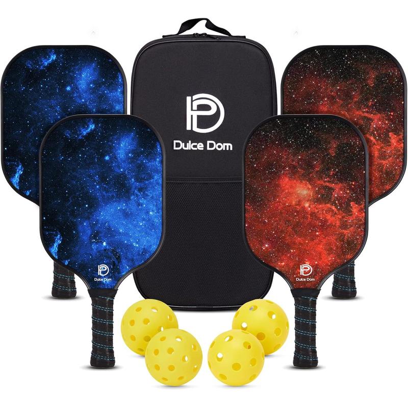 DULCE DOM Pickleball Paddles, USAPA Approved Fiberglass Graphite Pickleball Set of 2 4 with Pickleball Paddles, 4 Pickleball Balls and Pickleball Bag, Pickleball Rackets Equipment for Beginners & Pros