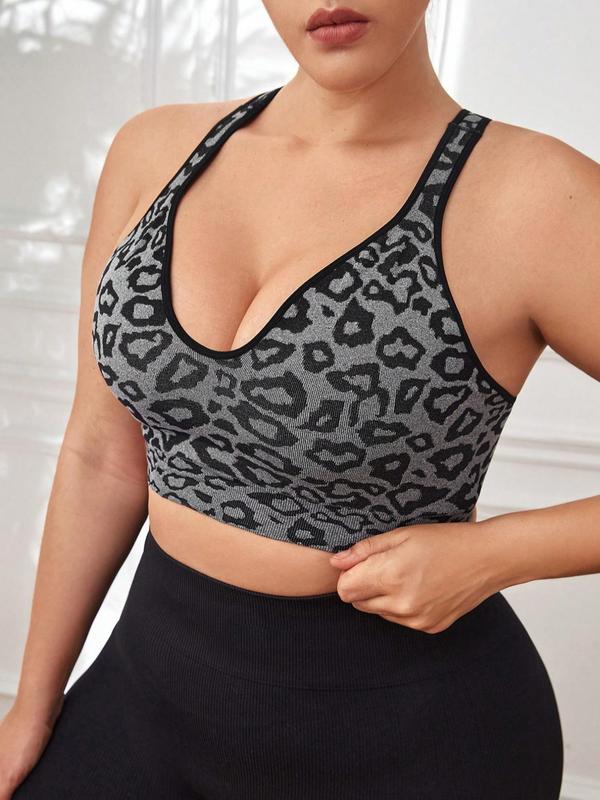  Leopard Print Sports Bra, Comfortable Sports Lingerie Top for Yoga Gym Workout, Sports Bra for Women, Summer Outfits 2024, Women's Sport & Outdoor Clothing  Comfy Bralettes Bras for Plus Size