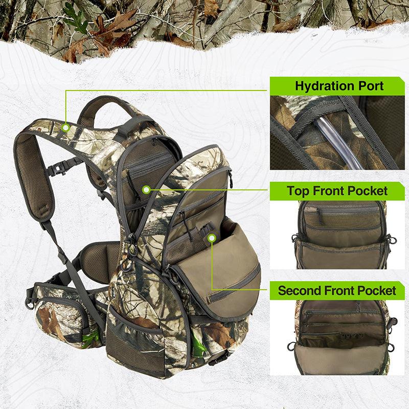 TideWe Hunting Backpack Waterproof Camo Hunting Pack with Rain Cover