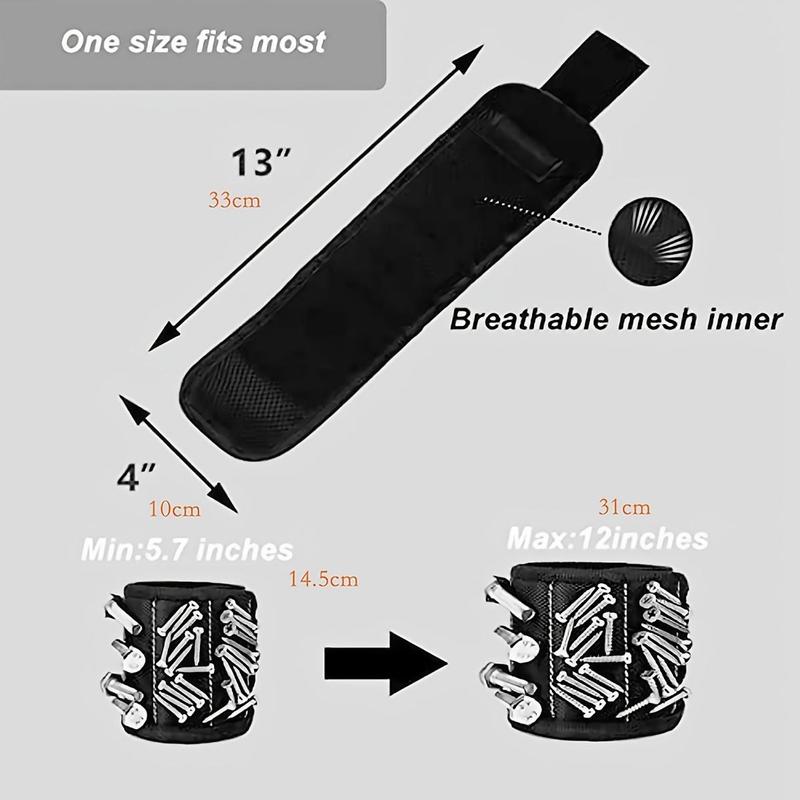 Magnetic Wristband, Multifunctional Wristband with 15pcs Magnets, Wristband Tool for Woodworking, Home Repair, Outdoor Camping