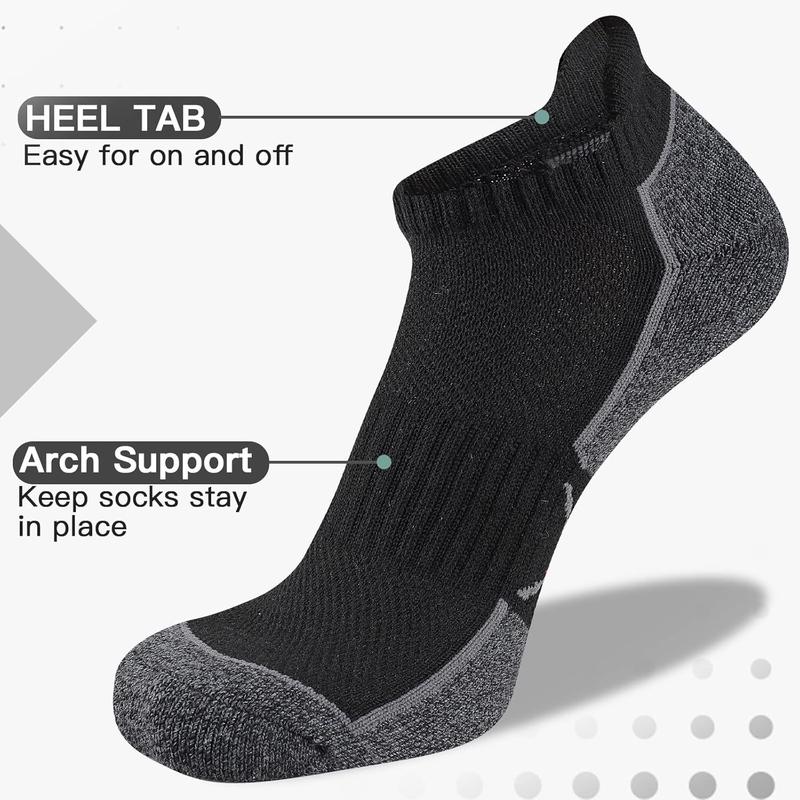 Mens Ankle Socks Athletic Running Low Cut Sock Cushioned Tab Socks For Men 6 Pairs