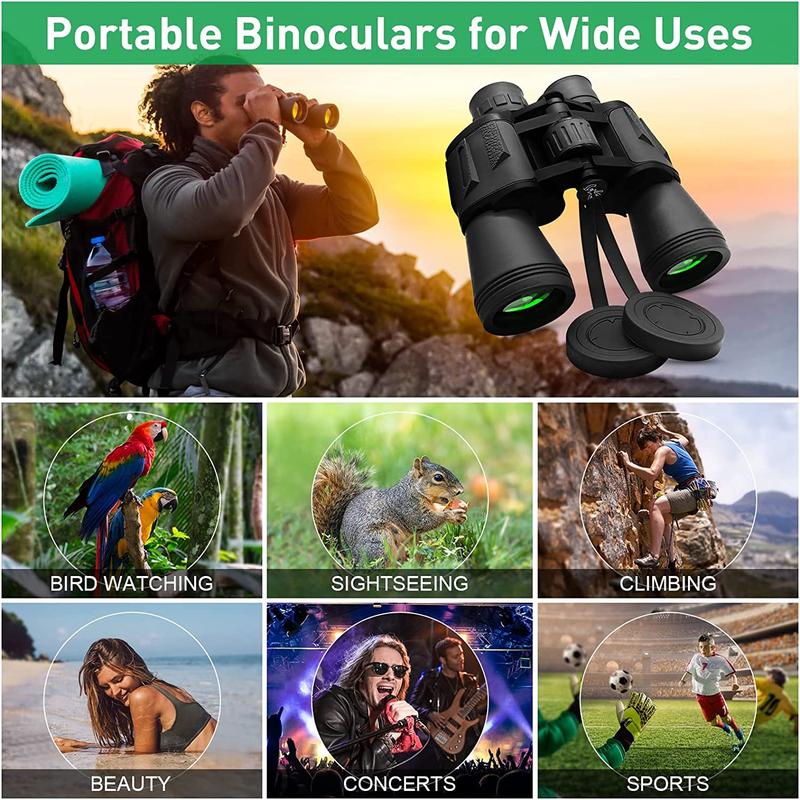 HD Binoculars, 20x Magnification Binoculars, Waterproof and Fog Resistant Night Vision Binocular, High-definition Portable Telescopes for Outdoor