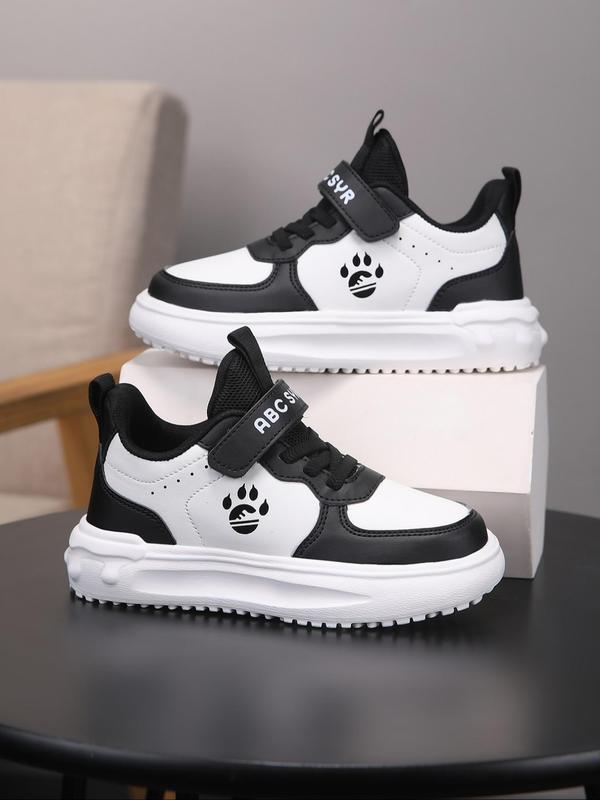 Boy's Letter & Paw Pattern Velcro Design Running Shoes, Sporty Comfortable Breathable Running Shoes, Lightweight Non-slip Sneakers for Daily Wear