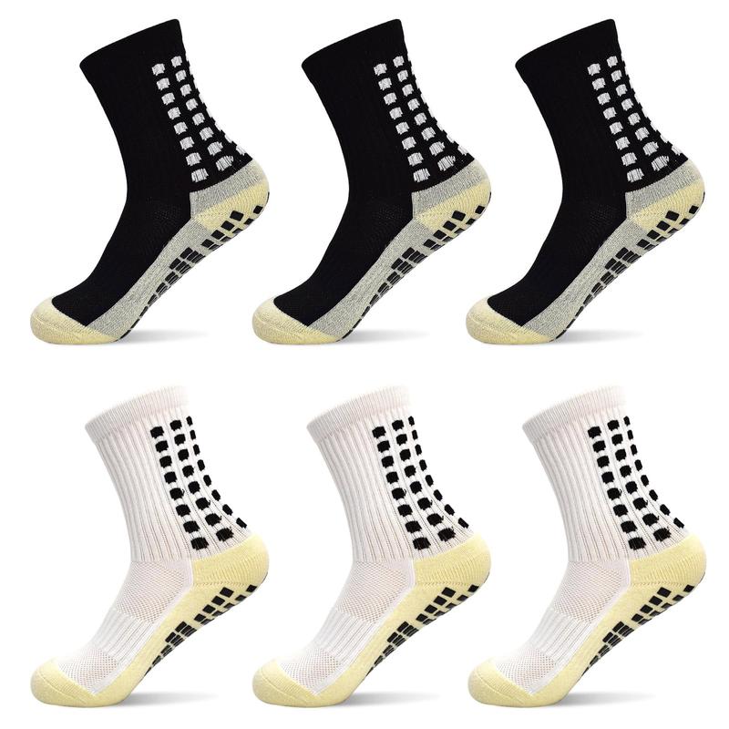 6 Pairs Mens Soccer Socks Grip Non Slip Football Baseball Soccer Socks for Women Men's  Anti Slip Non Slip Grip Pads Sports Athletic Socks