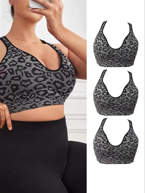  Leopard Print Sports Bra, Comfortable Sports Lingerie Top for Yoga Gym Workout, Sports Bra for Women, Summer Outfits 2024, Women's Sport & Outdoor Clothing  Comfy Bralettes Bras for Plus Size