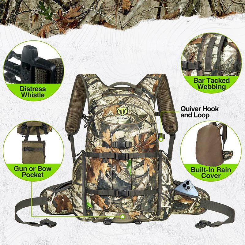 TideWe Hunting Backpack Waterproof Camo Hunting Pack with Rain Cover