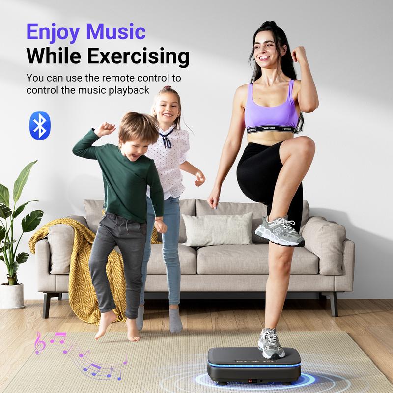 MERACH Vibration Plate Exercise Machine with Bluetooth & Light , Lymphatic Drainage Machine, Whole Body Workout Vibration Platform for Fitness