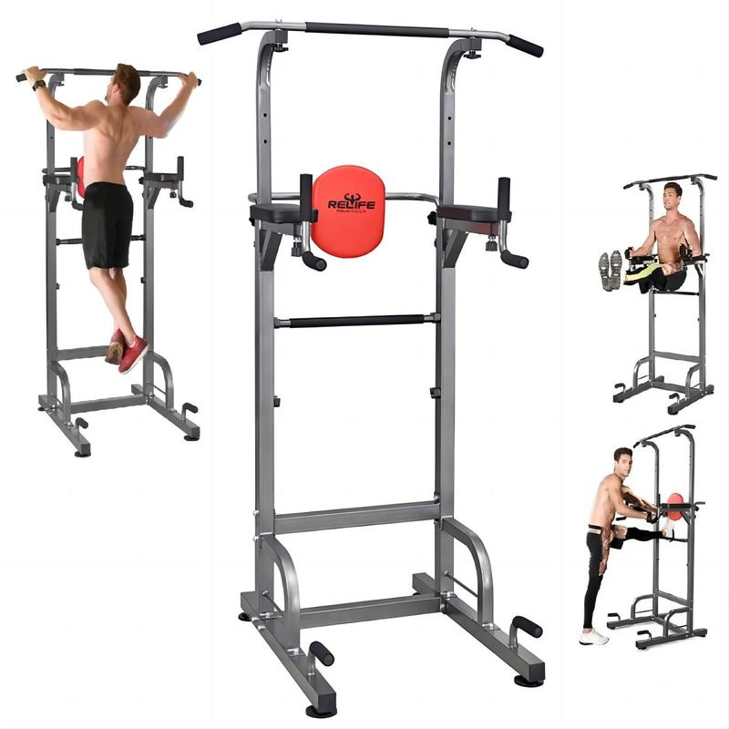 Relife Sports Adjustable Power Tower Dip Station Fitness Pull up Bar Stand for Home Gym, Multi-Function Strength Training Equipment