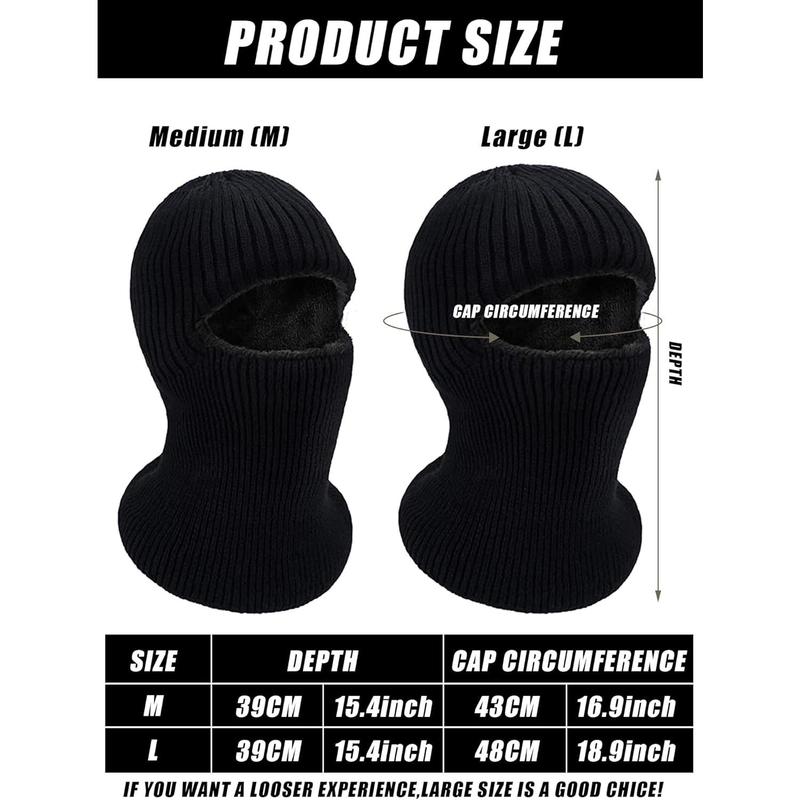 Ski Mask for Men Winter Knitted Full Face Mask Balaclava Hats 1 Hole Ski Mask Fleece for Men Women Winter Favors US Warehouse-