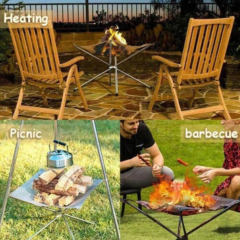 Foldable Stainless Steel Fire Pit, Heat-resistant Camping Campfire Rack, Outdoor Accessories for Patio, Backyard & Garden