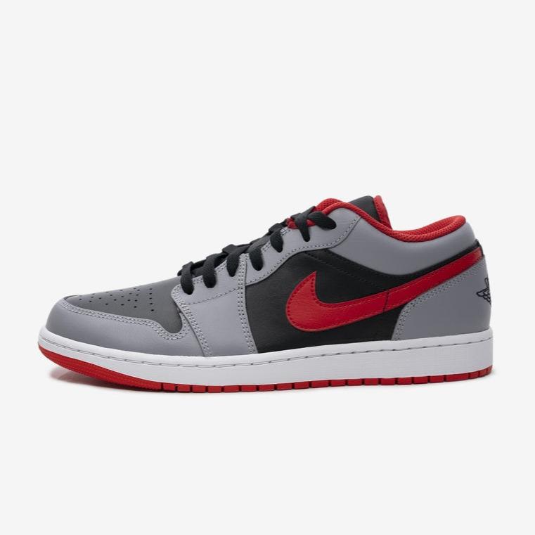 Nike Air Jordan 1 Low Black Light Smoke Grey Gym Red 553558-060 Men's Fashion Sneaker New