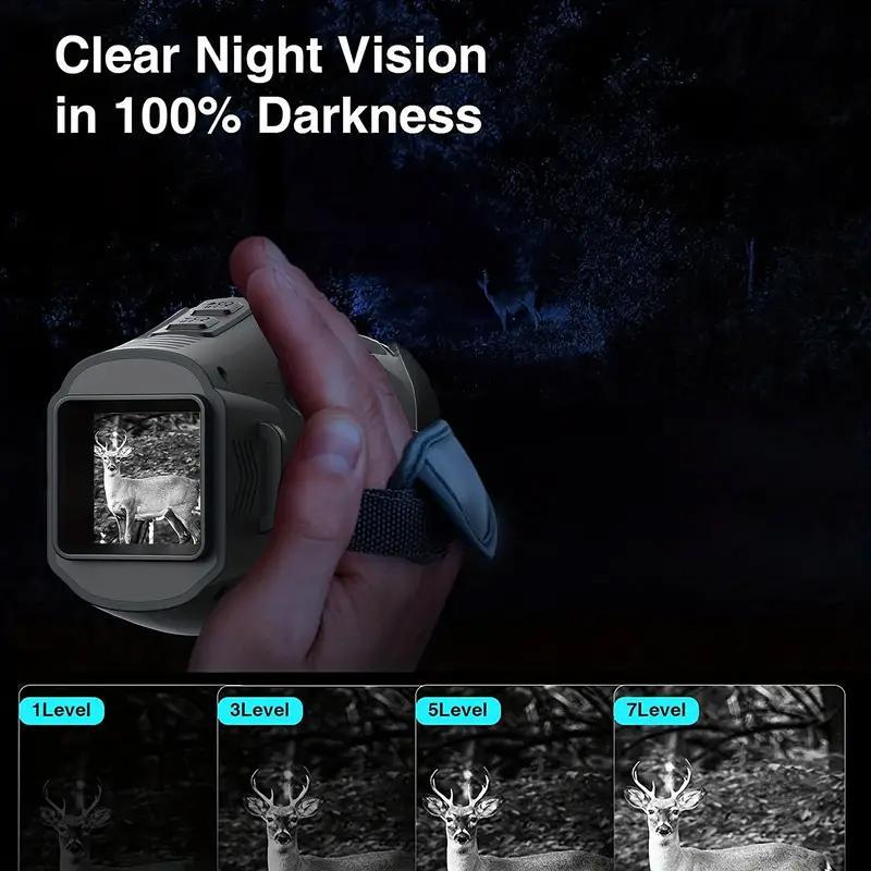 Night Vision Monocular, Rechargeable HD Photography & Video Monocular, Digital Zoom Monocular for Hunting, Camping, Wildlife Observation