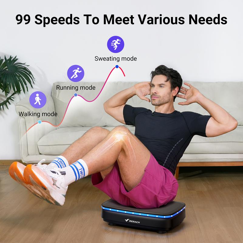 MERACH Vibration Plate Exercise Machine with Bluetooth & Light , Lymphatic Drainage Machine, Whole Body Workout Vibration Platform for Fitness