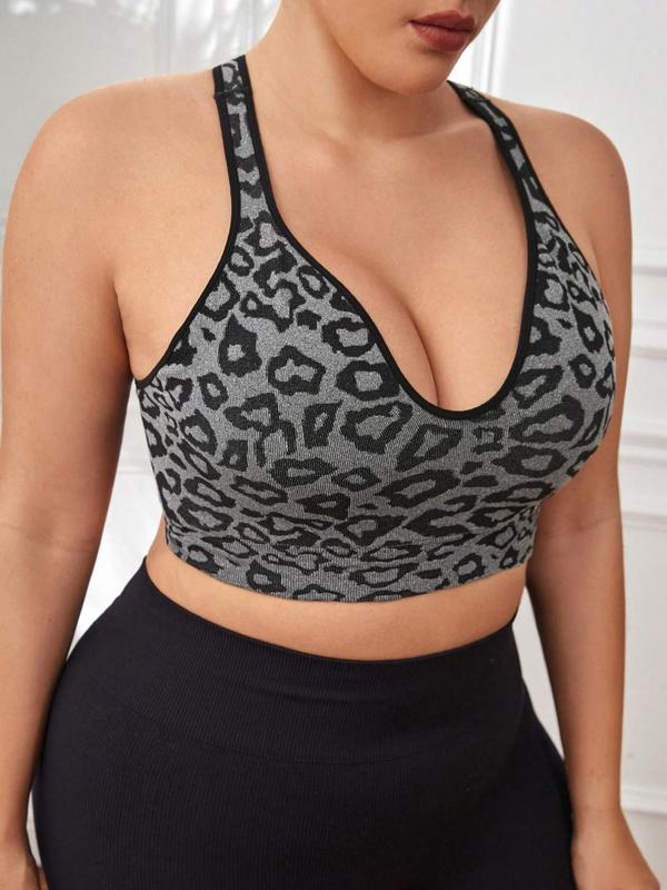  Leopard Print Sports Bra, Comfortable Sports Lingerie Top for Yoga Gym Workout, Sports Bra for Women, Summer Outfits 2024, Women's Sport & Outdoor Clothing  Comfy Bralettes Bras for Plus Size