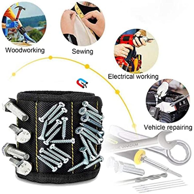 Magnetic Wristband, Multifunctional Wristband with 15pcs Magnets, Wristband Tool for Woodworking, Home Repair, Outdoor Camping