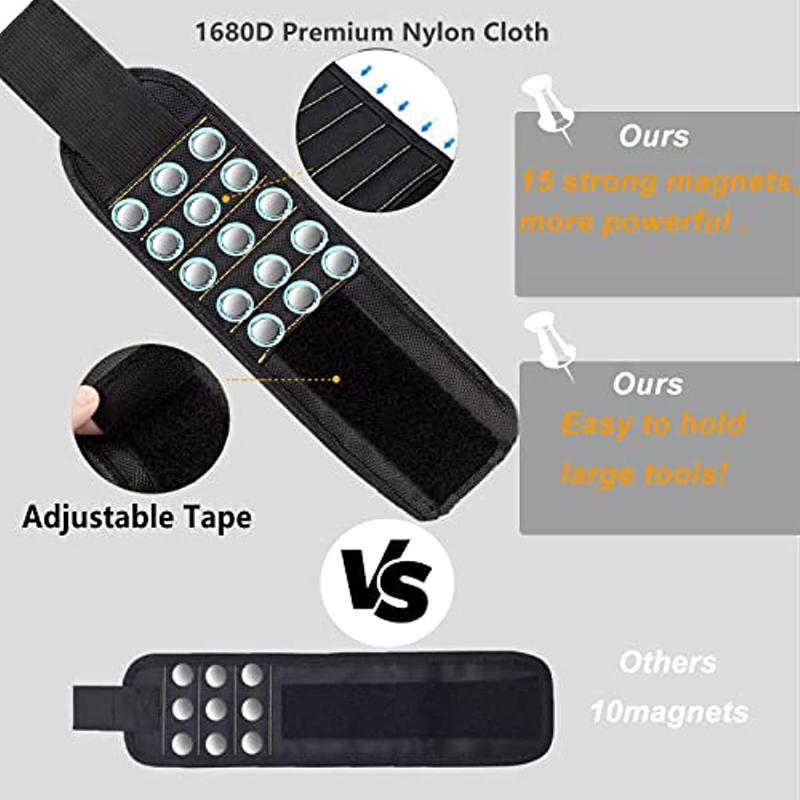 Magnetic Wristband, Multifunctional Wristband with 15pcs Magnets, Wristband Tool for Woodworking, Home Repair, Outdoor Camping