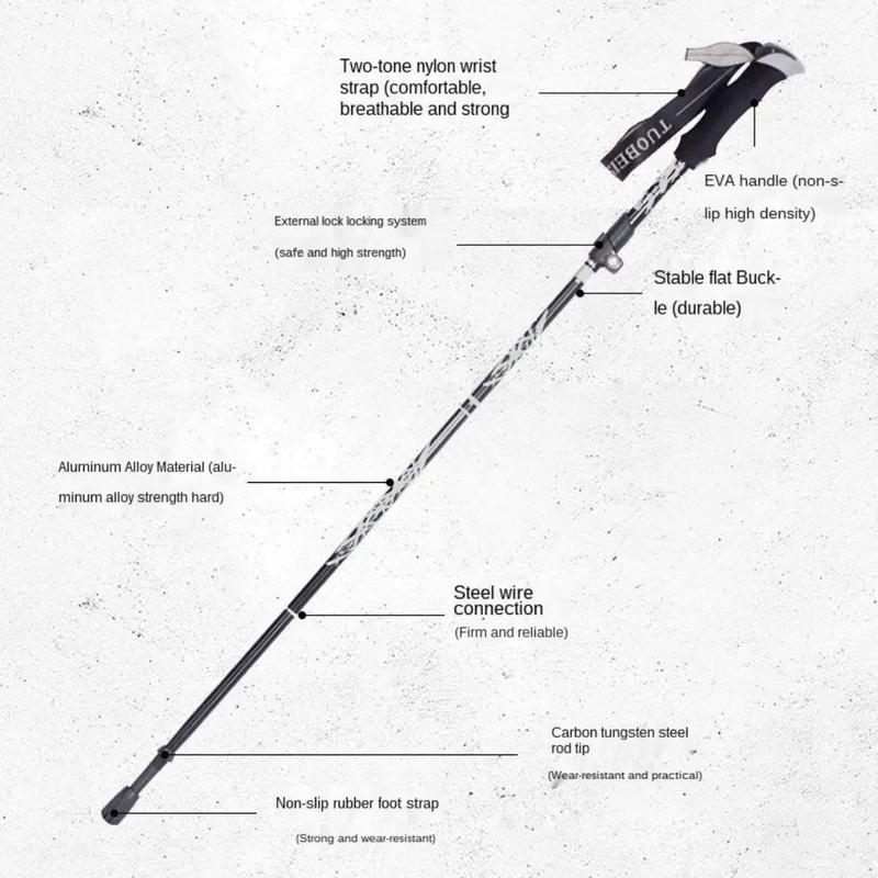 Foldable Hiking Stick, Lightweight Portable Hiking Pole, Extendable Hiking Stick, Compact Camping Equipment For Outdoor Enthusiasts