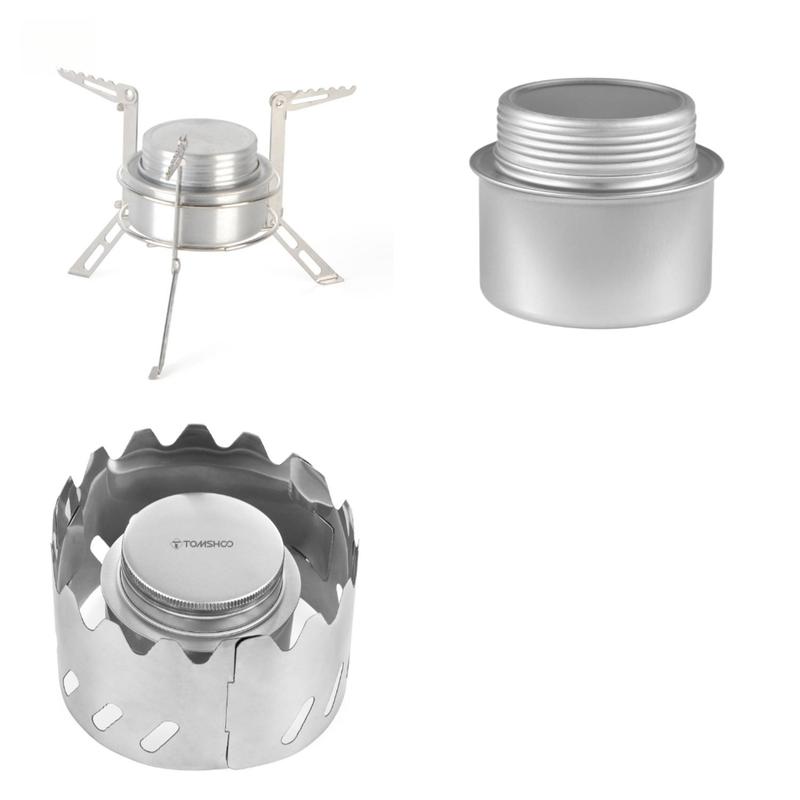 Portable Mini Aluminum Alloy Alcohol Stove with Lid & Stainless Steel Windscreen, Outdoor Camping Hiking Backpacking Cooking Stove